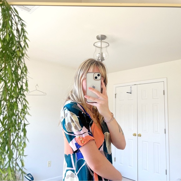 Anthropologie Corey Lynn Calter Geometric Tunic Satin Dress - Picture 8 of 8